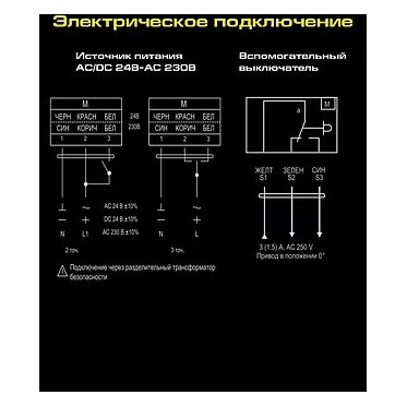 VA20S230S электропривод ON/OFF, с возв.пружиной с 2-я доп.перек.