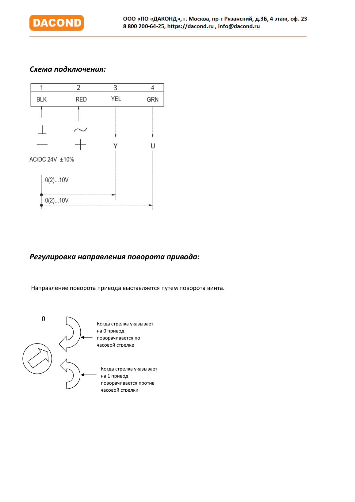 Привод воздушной заслонки DAC-LM24-05SM