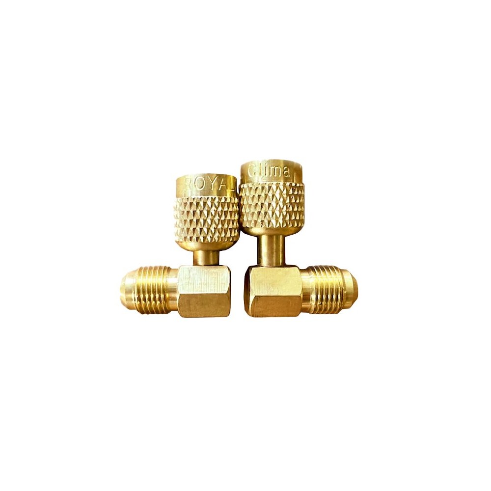 Переходник угловой 90°; 5/16"Mх1/4"F, с R410А на R22, упак. 2 шт. LAMPRECHT LT-AD78