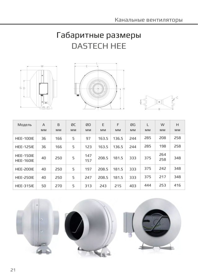 Канальный вентилятор Dastech HEE-150IE, Ø150 мм, 694 м³/ч